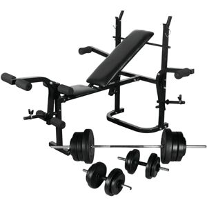 vidaXL Trainingsbank mit Ablage und Langhantel und Kurzhantel Set 60,5 kg 275363 vidaXL Trainingsbank mit Ablage und Langhantel und Kurzhantel Set 60,5 kg 275363