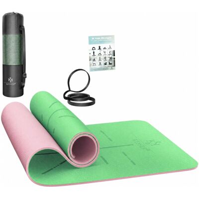 KESSER Gymnastikmatte TPE Rutschfest Größe 183 x 61 cm Farbe Mint Rose KESSER Gymnastikmatte TPE Rutschfest Größe 183 x 61 cm Farbe Mint Rose
