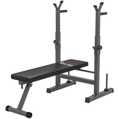 HOMCOM Hantelbank Stahl Kunstleder Schwarz+Grau 140L x 73B x 98 122H cm HOMCOM Hantelbank Stahl Kunstleder Schwarz+Grau 140L x 73B x 98 122H cm
