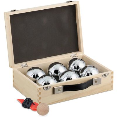 Relaxdays 6 Boule Kugeln Set Stahl Natur Silber Mit Holzkoffer 20 cm x 28 cm x 9 cm 5 kg Relaxdays 6 Boule Kugeln Set Stahl Natur Silber Mit Holzkoffer 20 cm x 28 cm x 9 cm 5 kg