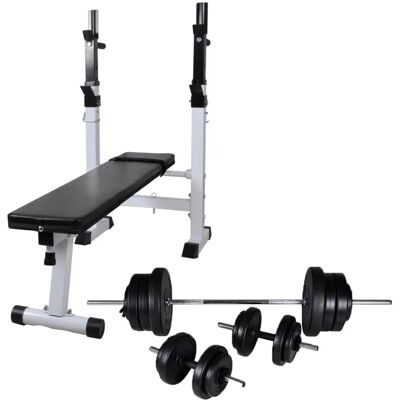 vidaXL Hantelbank mit Ablage und Langhantel und Kurzhantel Set 60,5 kg 275361 vidaXL Hantelbank mit Ablage und Langhantel und Kurzhantel Set 60,5 kg 275361