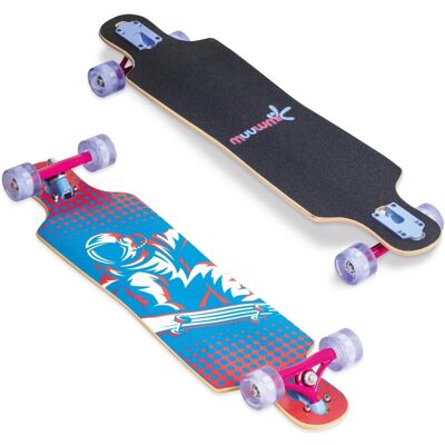 Muuwmi Longboard Compact Space LED- Leuchtrollen ABEC 7 Deck 83x22 cm 5,5 Zoll FOX Aluminium Trucks Rollen 60x45 mm Muuwmi Longboard Compact Space LED- Leuchtrollen ABEC 7 Deck 83x22 cm 5,5 Zoll FOX Aluminium Trucks Rollen 60x45 mm