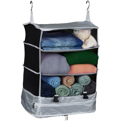 Relaxdays Gepäck-Organizer 4 Fächer Polyester Grau Faltbar 55 cm x 44 cm x 30 cm 0,8 kg Relaxdays Gepäck-Organizer 4 Fächer Polyester Grau Faltbar 55 cm x 44 cm x 30 cm 0,8 kg