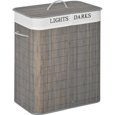 HOMCOM Wäschekorb mit Deckel Bambus Metall Grau 52L x 32B x 63H cm HOMCOM Wäschekorb mit Deckel Bambus Metall Grau 52L x 32B x 63H cm