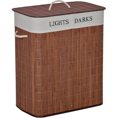 HOMCOM 100L Wäschekorb mit 3 Griffe Bambus Metall Braun Weiß 52 x 32 x 63 cm HOMCOM 100L Wäschekorb mit 3 Griffe Bambus Metall Braun Weiß 52 x 32 x 63 cm