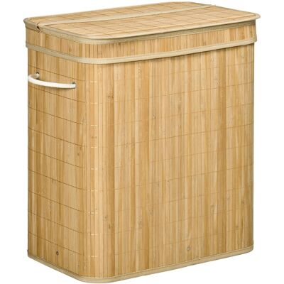 HOMCOM Wäschekorb mit Deckel 90 L Bambus Naturholz 54,2L x 35,2B x 59,5H cm HOMCOM Wäschekorb mit Deckel 90 L Bambus Naturholz 54,2L x 35,2B x 59,5H cm