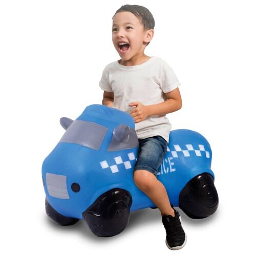 JAMARA Hüpfspielzeug Polizeiwagen mit Pumpe Blau - Blau