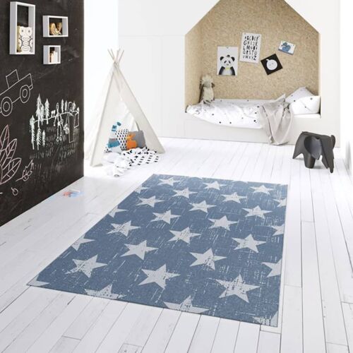 Dutch Lifestyle Kinderteppich Miami 120x170 cm Sterne Blau - Blau - Size: 170 x 120 cm