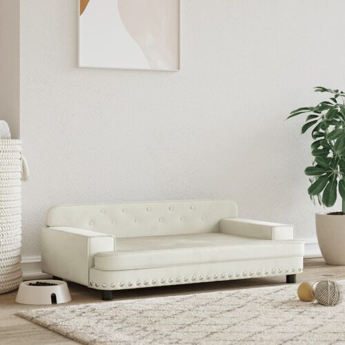 vidaXL Hundebett Creme 90x53x30 cm Samt - Creme - Size: 90 x 53 x 30 cm