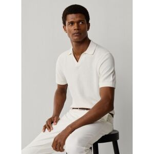 Hackett London für Herren. HM7000180 Polo Riviera Knit SS weiß (L), Baumwolle, Klassisch, Kurzarm Hackett London für Herren. HM7000180 Polo Riviera Knit SS weiß (L), Baumwolle, Klassisch, Kurzarm