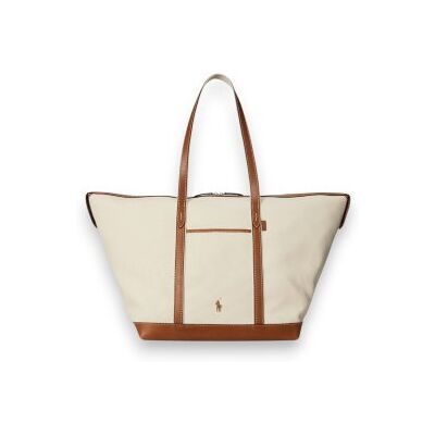Polo Ralph Lauren für Damen. 428973072001 Große Shopper-Tasche aus beigem, braunem Canvas (OSFA), Lässig, Baumwolle Polo Ralph Lauren für Damen. 428973072001 Große Shopper-Tasche aus beigem, braunem Canvas (OSFA), Lässig, Baumwolle