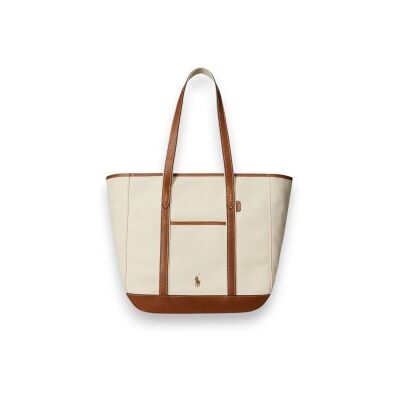 Polo Ralph Lauren für Damen. 428968158001 Mittlere Shopper-Tasche aus beigem, braunem Canvas (OSFA), Lässig, Baumwolle Polo Ralph Lauren für Damen. 428968158001 Mittlere Shopper-Tasche aus beigem, braunem Canvas (OSFA), Lässig, Baumwolle