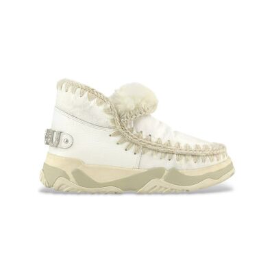 Mou für Damen. MU.FW201013C Eskimo Trainer strassbesetzt off-white Leder Turnschuhe (40), Weiß, 3 bis 5 cm, Keine, Lässig Mou für Damen. MU.FW201013C Eskimo Trainer strassbesetzt off-white Leder Turnschuhe (40), Weiß, 3 bis 5 cm, Keine, Lässig