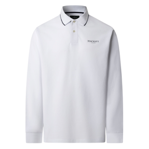 Hackett London für Herren. HM5500021 Heritage Ess Poloshirt weiß (XXL), Lässig, Polyester, Langarm Hackett London für Herren. HM5500021 Heritage Ess Poloshirt weiß (XXL), Lässig, Polyester, Langarm