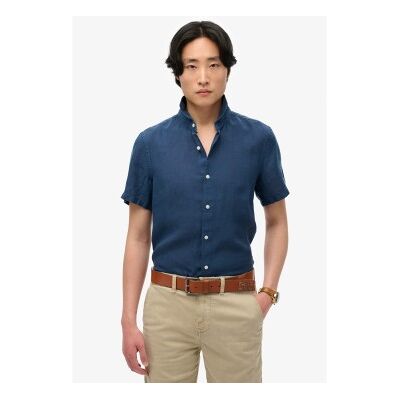 Superdry für Herren. M4010937A Kurzarmhemd aus marineblauem Leinen für den Urlaub (XXL), Lässig Superdry für Herren. M4010937A Kurzarmhemd aus marineblauem Leinen für den Urlaub (XXL), Lässig