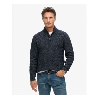 Superdry für Herren. M6110623A Marineblauer Zopfstrickpullover (L), Lässig, Polyester Superdry für Herren. M6110623A Marineblauer Zopfstrickpullover (L), Lässig, Polyester