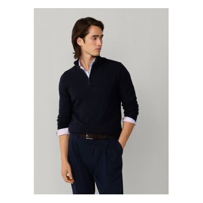 Hackett London für Herren. HM7000185 Waben-Pullover Hzip navy (XL), Lässig, Baumwolle, Kurzarm, Marine Hackett London für Herren. HM7000185 Waben-Pullover Hzip navy (XL), Lässig, Baumwolle, Kurzarm, Marine