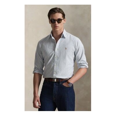 Polo Ralph Lauren für Herren. 710953704501 Custom Fit gestreiftes Oxford-Hemd weiß, marineblau (XS), Lässig, Baumwolle, Langarm Polo Ralph Lauren für Herren. 710953704501 Custom Fit gestreiftes Oxford-Hemd weiß, marineblau (XS), Lässig, Baumwolle, Langarm