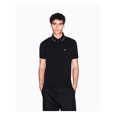 A X Armani Exchange für Herren. XM001289AF10363UC001 Schwarzes, tailliertes Polohemd (XS), Lässig, Baumwolle, Kurzarm A X Armani Exchange für Herren. XM001289AF10363UC001 Schwarzes, tailliertes Polohemd (XS), Lässig, Baumwolle, Kurzarm
