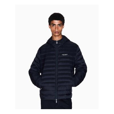 A X Armani Exchange für Herren. XM001575AF16927UB101 Horizontal gesteppte Essential Jacke mit Kapuze in Marineblau (S), Lässig, Polyamid A X Armani Exchange für Herren. XM001575AF16927UB101 Horizontal gesteppte Essential Jacke mit Kapuze in Marineblau (S), Lässig, Polyamid