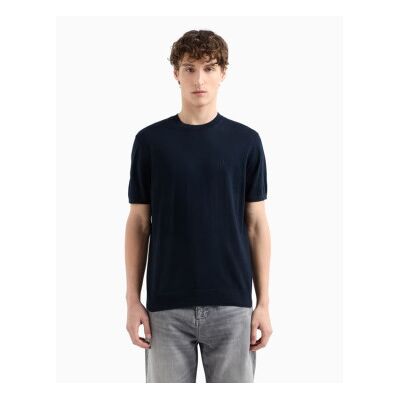 A X Armani Exchange für Herren. 8NZM5CZM3JZ1510 Marineblauer Strickpullover (L), Lässig, Baumwolle, Kurzarm A X Armani Exchange für Herren. 8NZM5CZM3JZ1510 Marineblauer Strickpullover (L), Lässig, Baumwolle, Kurzarm