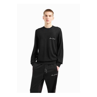 A X Armani Exchange für Herren. 8NZM5AZM1YZ1200 Einfarbiger schwarzer Pullover (M), Lässig, Wolle A X Armani Exchange für Herren. 8NZM5AZM1YZ1200 Einfarbiger schwarzer Pullover (M), Lässig, Wolle