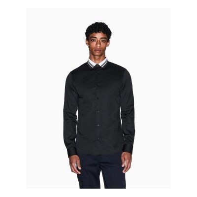 A X Armani Exchange für Herren. XM001224AF10192UB101 Marineblaues Stretch-Hemd (S), Lässig, Baumwolle, Klassisch, Langarm A X Armani Exchange für Herren. XM001224AF10192UB101 Marineblaues Stretch-Hemd (S), Lässig, Baumwolle, Klassisch, Langarm
