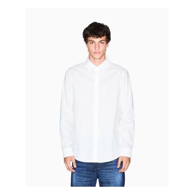 A X Armani Exchange für Herren. XM001587AF16631U0009 Hemd Logo Jacquard weiß (S), Lässig, Baumwolle, Klassisch, Langarm A X Armani Exchange für Herren. XM001587AF16631U0009 Hemd Logo Jacquard weiß (S), Lässig, Baumwolle, Klassisch, Langarm