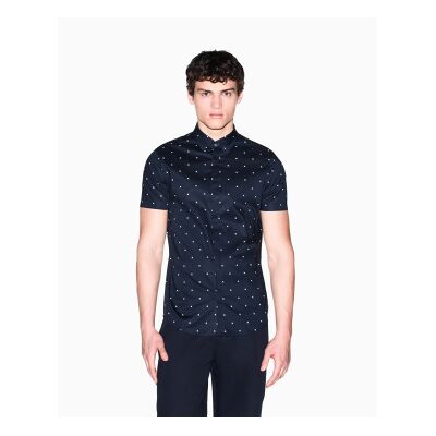 A X Armani Exchange für Herren. XM000624AF13184FB434 Hemd Monogram Slim navy (S), Lässig, Baumwolle, Kurzarm, Marine A X Armani Exchange für Herren. XM000624AF13184FB434 Hemd Monogram Slim navy (S), Lässig, Baumwolle, Kurzarm, Marine