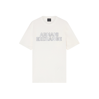 A X Armani Exchange für Herren. XM002413AF10361U0009 Schmal geschnittenes T-Shirt aus cremefarbener Baumwolle (M), Weiß, Lässig, Kurzarm A X Armani Exchange für Herren. XM002413AF10361U0009 Schmal geschnittenes T-Shirt aus cremefarbener Baumwolle (M), Weiß, Lässig, Kurzarm
