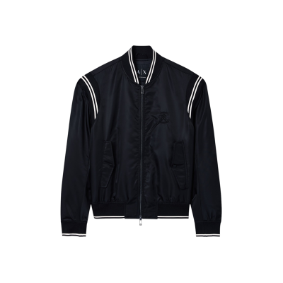 A X Armani Exchange für Herren. XM002017AF19828UC001 Schwarze Satin-Bomberjacke (L), Lässig, Polyester A X Armani Exchange für Herren. XM002017AF19828UC001 Schwarze Satin-Bomberjacke (L), Lässig, Polyester