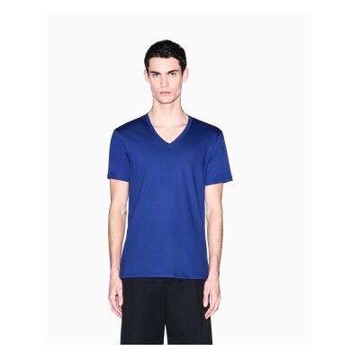 A X Armani Exchange für Herren. 8NZT75ZJA5ZUB131 Blaues T-Shirt mit V-Ausschnitt (S), Lässig, Baumwolle, Kurzarm A X Armani Exchange für Herren. 8NZT75ZJA5ZUB131 Blaues T-Shirt mit V-Ausschnitt (S), Lässig, Baumwolle, Kurzarm