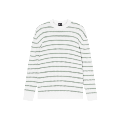 A X Armani Exchange für Herren. XM002172AF18754F0193 Pullover mit Rundhalsausschnitt in Cremeweiß und Grün (S), Lässig, Baumwolle A X Armani Exchange für Herren. XM002172AF18754F0193 Pullover mit Rundhalsausschnitt in Cremeweiß und Grün (S), Lässig, Baumwolle