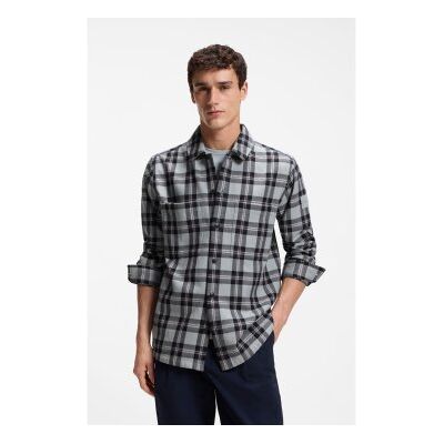 Boss für Herren. 50567005 Hemd Locky grau (M), Lässig, Baumwolle, Langarm Boss für Herren. 50567005 Hemd Locky grau (M), Lässig, Baumwolle, Langarm