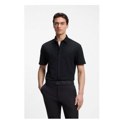 Boss für Herren. 50565855 Swing Hemd schwarz (L), Lässig, Polyester, Kurzarm Boss für Herren. 50565855 Swing Hemd schwarz (L), Lässig, Polyester, Kurzarm
