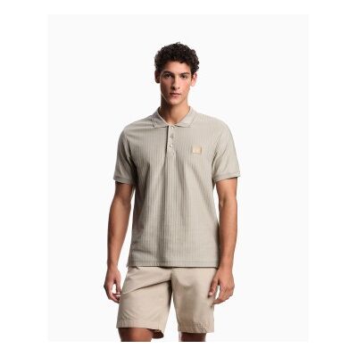 Giorgio Armani Emporio Armani für Herren. EM000571_AF20428 Taupefarbenes Chevron-Poloshirt (XL), Lässig, Baumwolle, Kurzarm Giorgio Armani Emporio Armani für Herren. EM000571_AF20428 Taupefarbenes Chevron-Poloshirt (XL), Lässig, Baumwolle, Kurzarm
