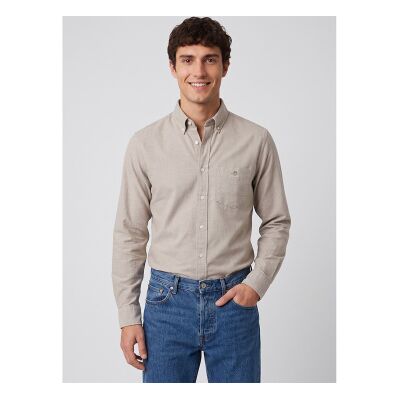 Gant für Herren. 3000200 Klassisches Oxford-Hemd Regular Fit taupe (L), Lässig, Grau, Baumwolle, Langarm Gant für Herren. 3000200 Klassisches Oxford-Hemd Regular Fit taupe (L), Lässig, Grau, Baumwolle, Langarm