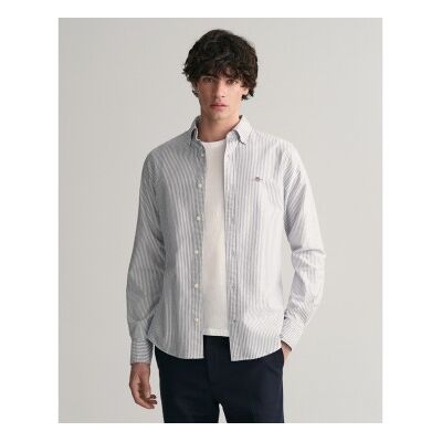 Gant für Herren. 3000232 Schmal geschnittenes Oxford-Hemd in blau mit feinen Streifen (L), Lässig, Baumwolle, Langarm Gant für Herren. 3000232 Schmal geschnittenes Oxford-Hemd in blau mit feinen Streifen (L), Lässig, Baumwolle, Langarm