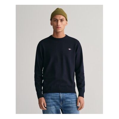 Gant für Herren. 8030561 Klassischer marineblauer Pullover mit Rundhalsausschnitt (XXL), Lässig, Baumwolle, Langarm Gant für Herren. 8030561 Klassischer marineblauer Pullover mit Rundhalsausschnitt (XXL), Lässig, Baumwolle, Langarm