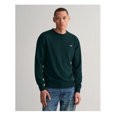Gant für Herren. 87211 Pullover mit Rundhalsausschnitt aus sehr feiner grüner Schafwolle (L), Lässig, Marine Gant für Herren. 87211 Pullover mit Rundhalsausschnitt aus sehr feiner grüner Schafwolle (L), Lässig, Marine