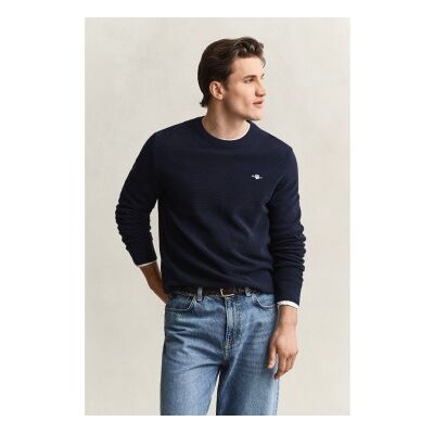 Gant für Herren. 8030291 Jersey Textured marineblau (S), Lässig, Bio-Baumwolle Gant für Herren. 8030291 Jersey Textured marineblau (S), Lässig, Bio-Baumwolle