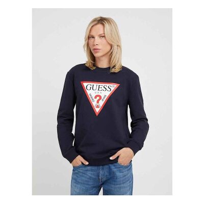 Guess für Herren. M2YQ37K6ZS1 Dreieckiges Sweatshirt mit navyfarbenem Logo (S), Lässig, Baumwolle, Marine Guess für Herren. M2YQ37K6ZS1 Dreieckiges Sweatshirt mit navyfarbenem Logo (S), Lässig, Baumwolle, Marine