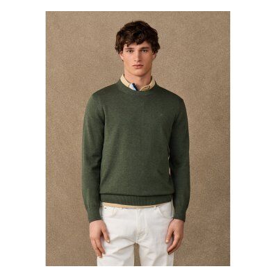 Hackett London für Herren. HM7000116 Ess Cotton Crew-Pullover in Olivgrün (L), Lässig, Baumwolle Hackett London für Herren. HM7000116 Ess Cotton Crew-Pullover in Olivgrün (L), Lässig, Baumwolle