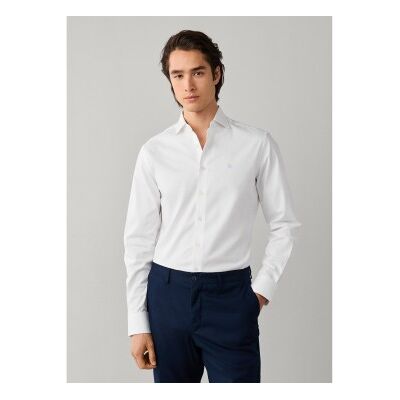 Hackett London für Herren. HM3010753 strukturiertes einfarbiges Hemd Tailored Fit weiß (L), Lässig, Baumwolle, Klassisch, Langarm Hackett London für Herren. HM3010753 strukturiertes einfarbiges Hemd Tailored Fit weiß (L), Lässig, Baumwolle, Klassisch, Langarm