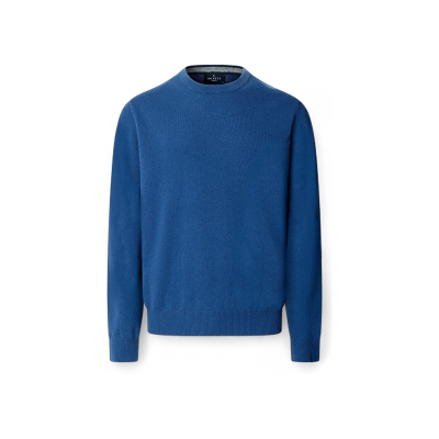 Hackett London für Herren. HM7000242 Blauer Pullover aus Merino-Cash-Mix mit Rundhalsausschnitt (L), Lässig, Wolle, Langarm Hackett London für Herren. HM7000242 Blauer Pullover aus Merino-Cash-Mix mit Rundhalsausschnitt (L), Lässig, Wolle, Langarm