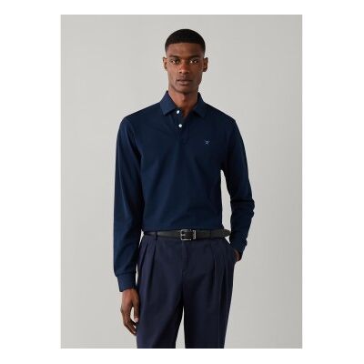 Hackett London für Herren. HM5500048 Slim-Fit-Poloshirt mit Logo, langärmelig, marineblau (XXL), Lässig, Baumwolle, Klassisch, Langarm Hackett London für Herren. HM5500048 Slim-Fit-Poloshirt mit Logo, langärmelig, marineblau (XXL), Lässig, Baumwolle, Klassisch, Langarm