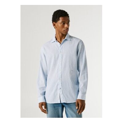 Pepe Jeans für Herren. PM3091199 Portland blaues Hemd (S), Lässig, Leinen, Langarm Pepe Jeans für Herren. PM3091199 Portland blaues Hemd (S), Lässig, Leinen, Langarm