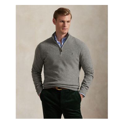 Polo Ralph Lauren für Herren. 710876756009 Wollpullover mit kurzem grauem Reißverschluss (L), Lässig, Wolle Polo Ralph Lauren für Herren. 710876756009 Wollpullover mit kurzem grauem Reißverschluss (L), Lässig, Wolle