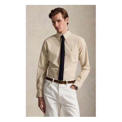 Polo Ralph Lauren für Herren. 710929346504 Beiges Custom Fit Hemd aus Popeline mit Stretch (XL), Lässig, Baumwolle, Langarm Polo Ralph Lauren für Herren. 710929346504 Beiges Custom Fit Hemd aus Popeline mit Stretch (XL), Lässig, Baumwolle, Langarm