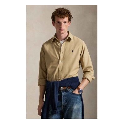 Polo Ralph Lauren für Herren. 710889740001 Individuell gefärbtes beigefarbenes Oxford-Hemd (S), Lässig, Baumwolle, Langarm Polo Ralph Lauren für Herren. 710889740001 Individuell gefärbtes beigefarbenes Oxford-Hemd (S), Lässig, Baumwolle, Langarm